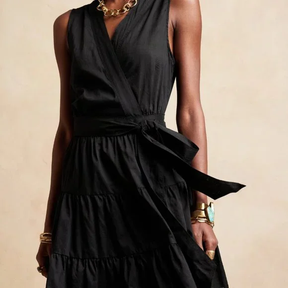 XS Petite Women's Yellow Wrap Dress Banana Republic